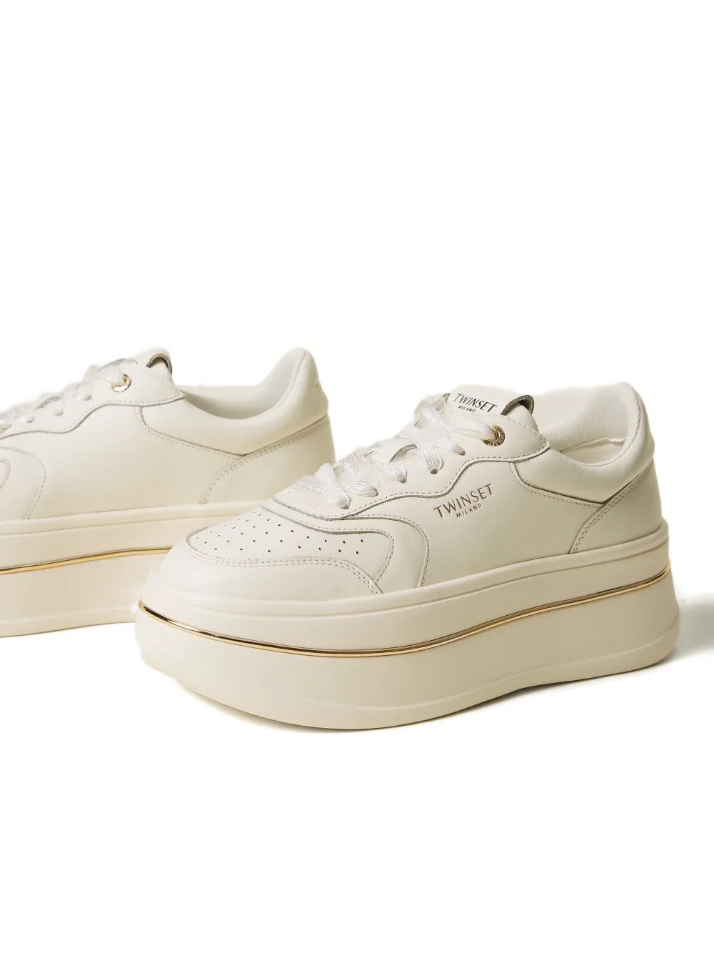 TWINSET Lace-Up Platform — White — Size US M 3.5 - US W 5 — Top View