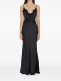 Self Portrait Polka Dot Lace Maxi Dress — Black — Size S — Front View
