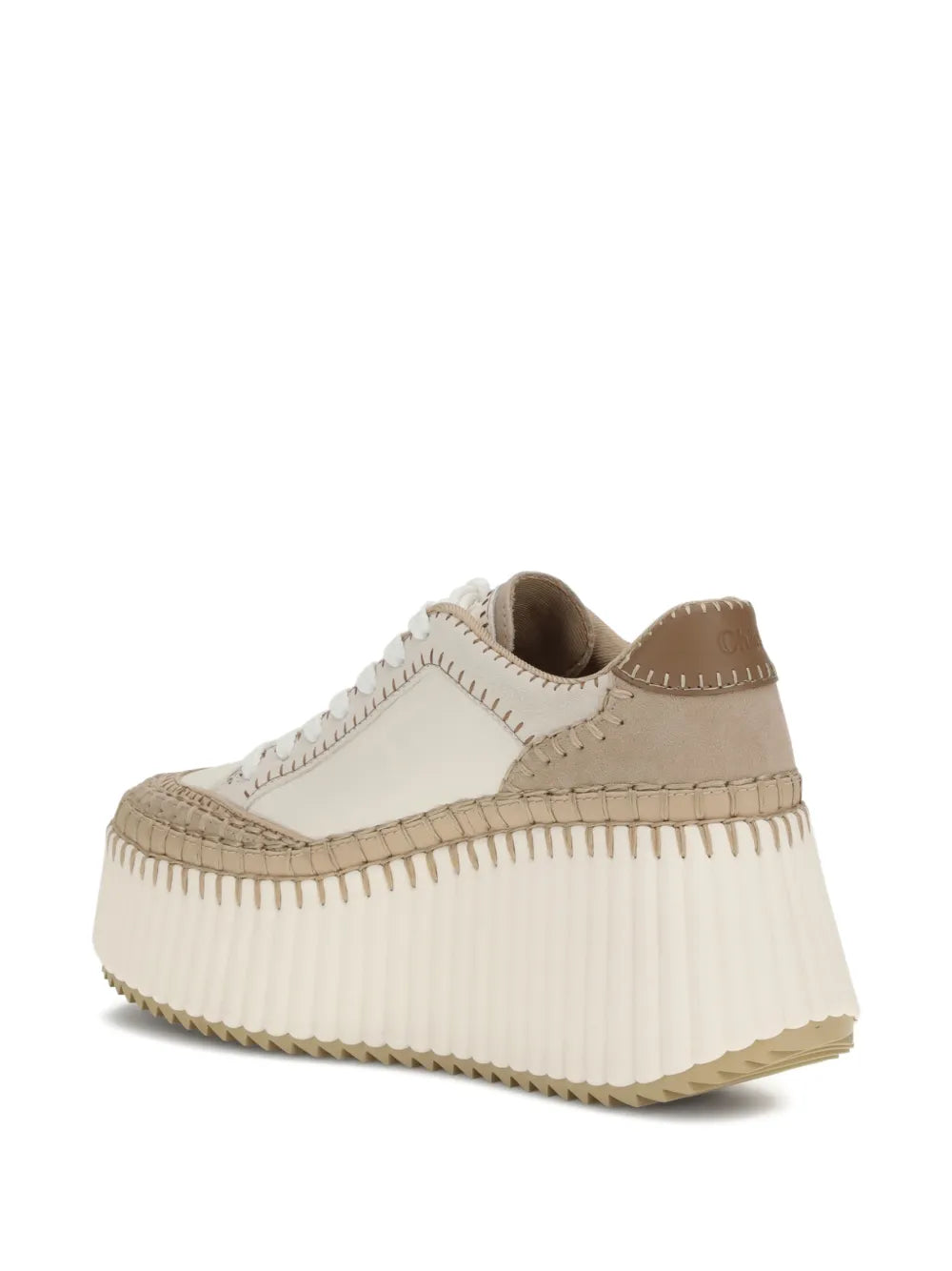 Chlo 0Mm Nama Suede Wedge — Beige — Size US M 3.5 - US W 5 — Top View