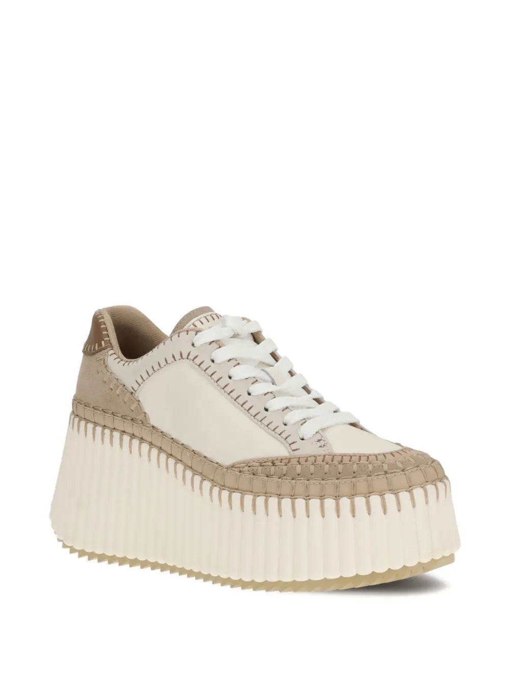 Chlo 0Mm Nama Suede Wedge — Beige — Size US M 3.5 - US W 5 — Side View