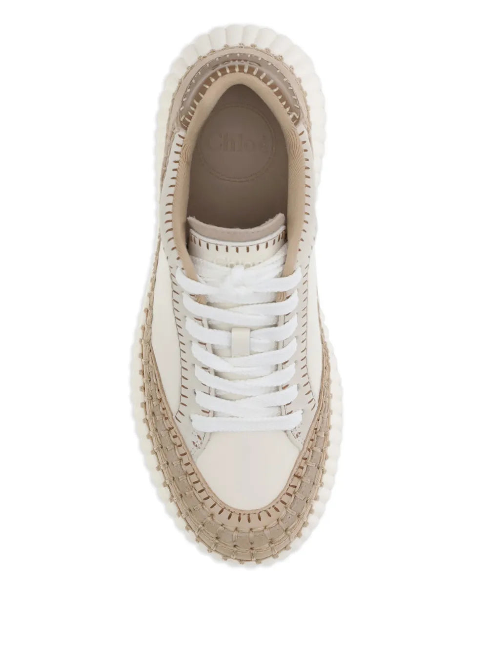 Chlo 0Mm Nama Suede Wedge — Beige — Size US M 3.5 - US W 5 — Back View