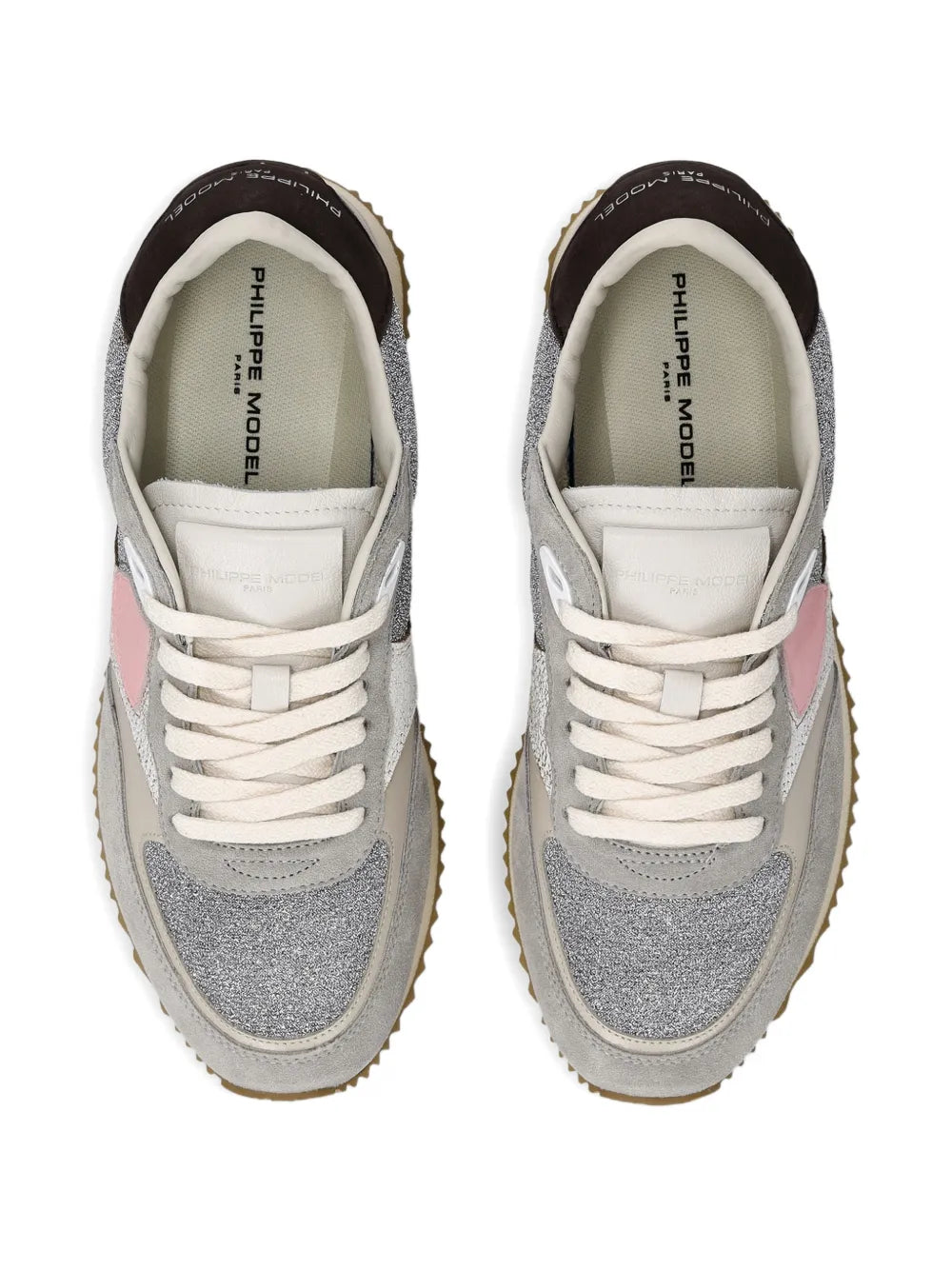 Philippe Model Paris Blville Glitter Panelled Trainers — Same as shown — Size US M 3.5 - US W 5 — Back View