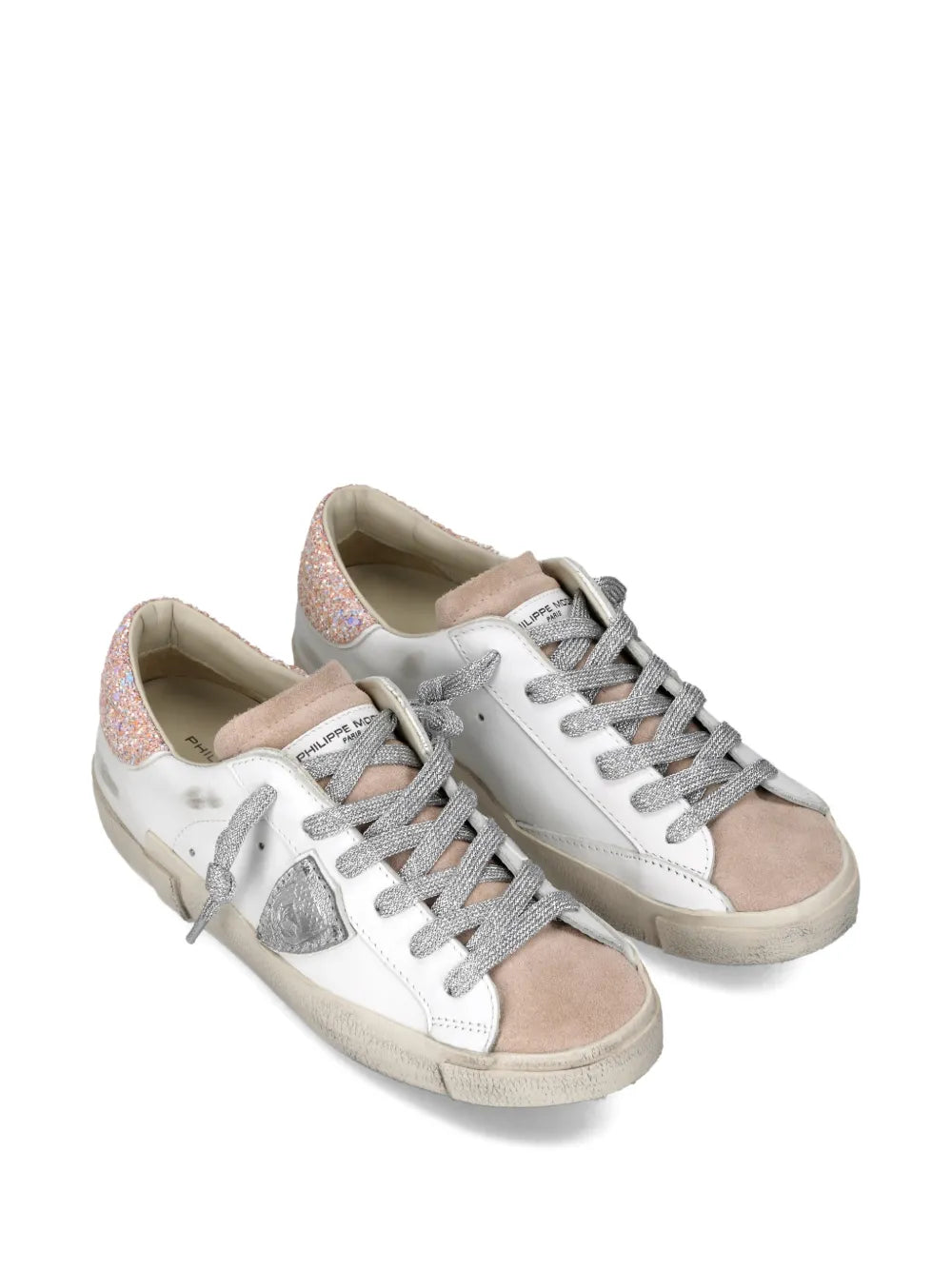 Philippe Model Paris Prsx Glitter Heel Trainers — White — Size US M 3.5 - US W 5 — Side View