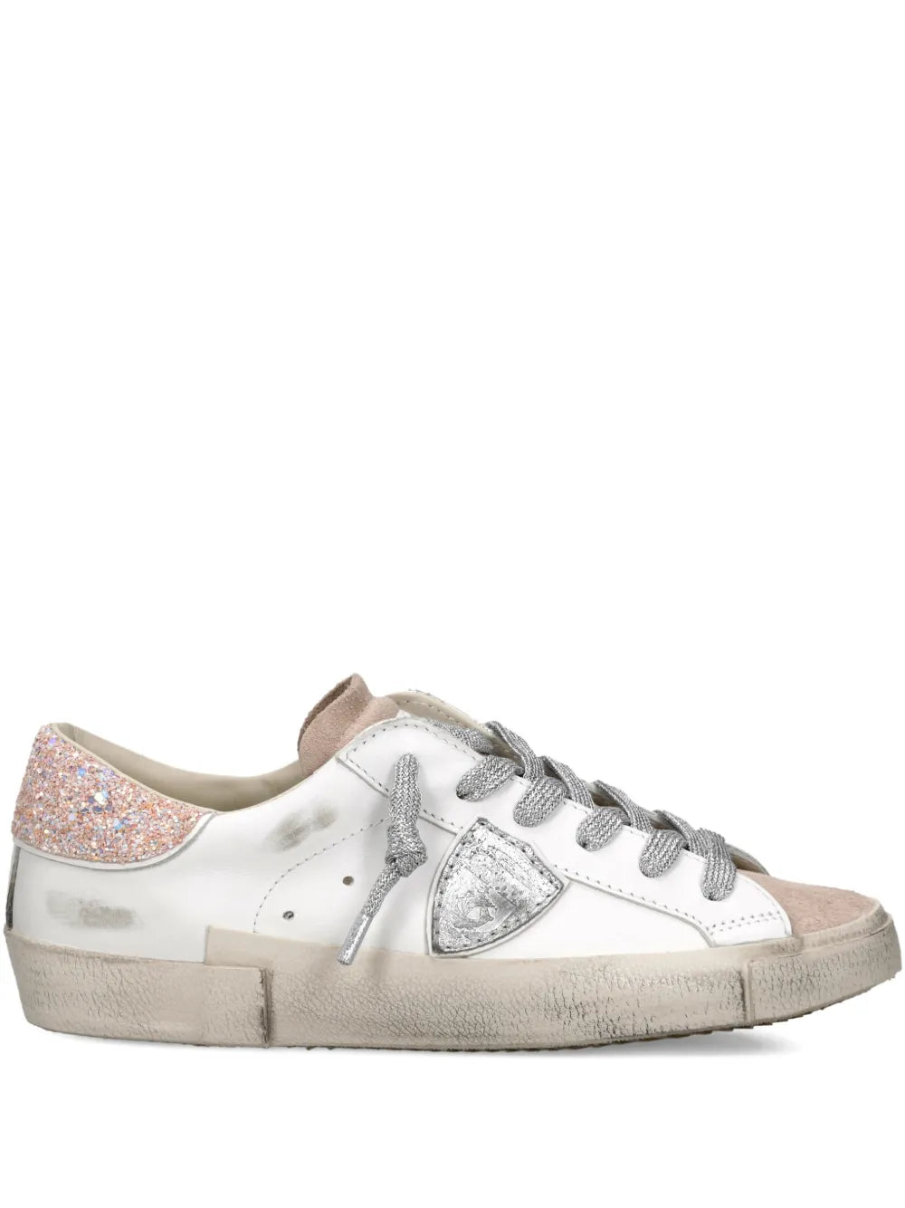 Philippe Model Paris Prsx Glitter Heel Trainers — White — Size US M 3.5 - US W 5 — Front View