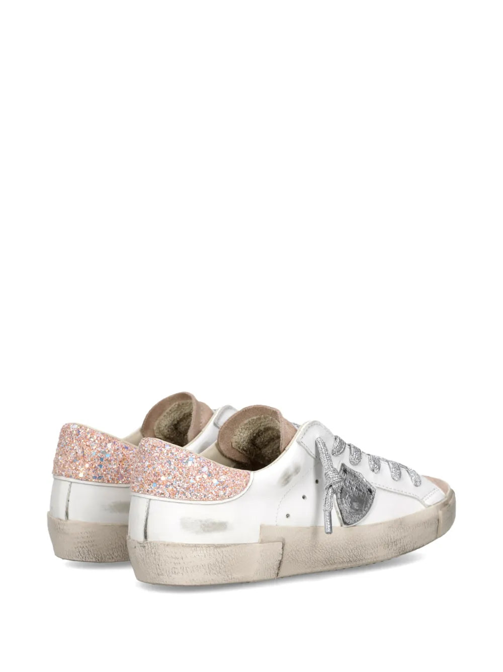 Philippe Model Paris Prsx Glitter Heel Trainers — White — Size US M 3.5 - US W 5 — Back View