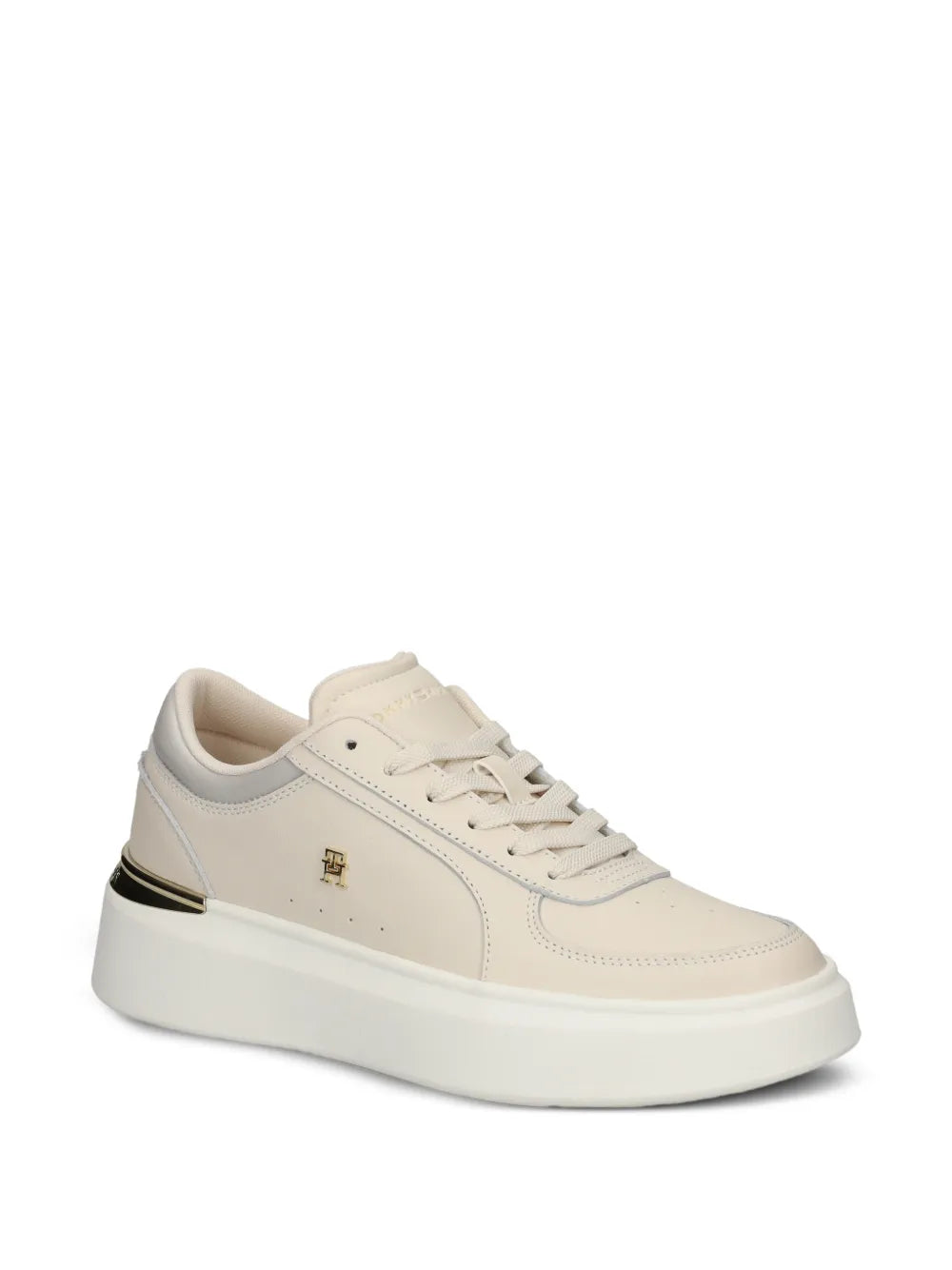 Tommy Hilfiger Logo-Plaque Lace-Up — Cream — Size US M 3.5 - US W 5 — Side View