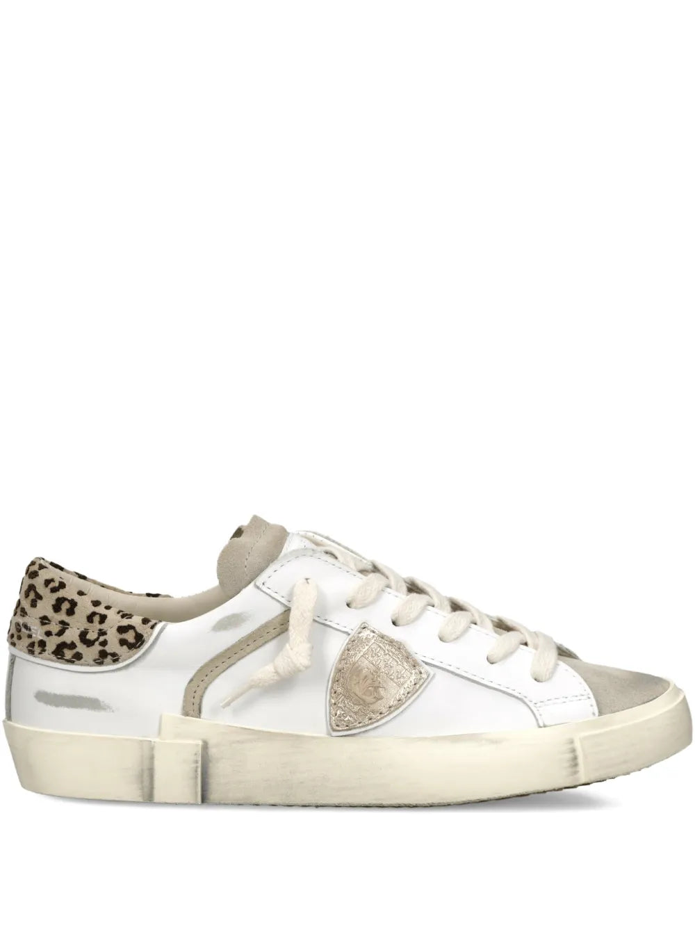 Philippe Model Paris Animal Print Prsx Low Trainers — White — Size US M 3.5 - US W 5 — Front View