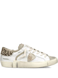 Philippe Model Paris Animal Print Prsx Low Trainers — White — Size US M 3.5 - US W 5 — Front View