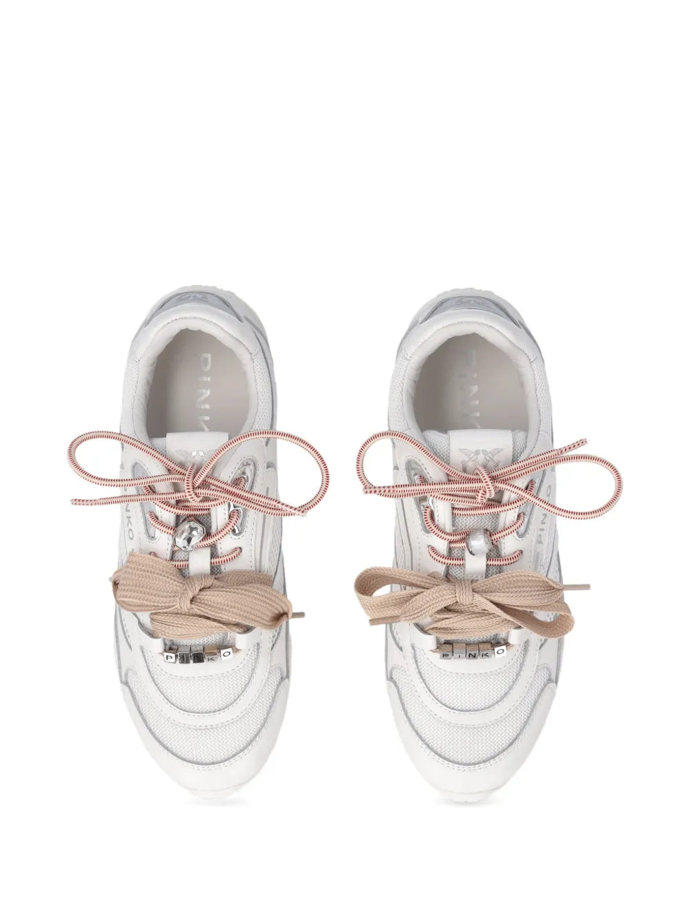 PINKO Logo-Lettering Lace-Up — White — Size US M 3.5 - US W 5 — Top View