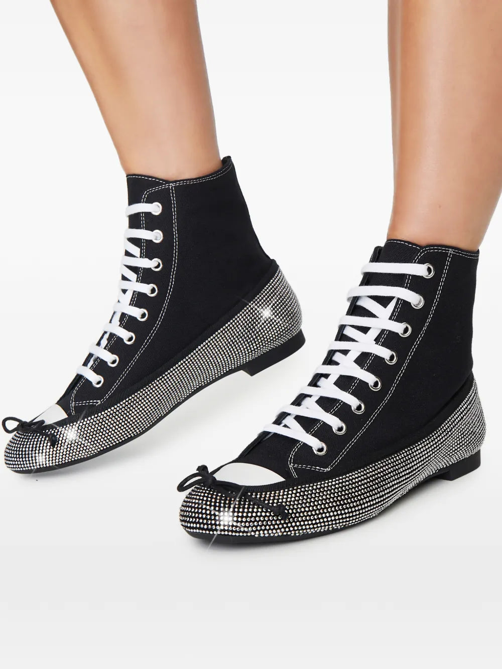 Marco De Vincenzo Crystal-Embellished Lace-Up — Black — Size US M 3.5 - US W 5 — Top View