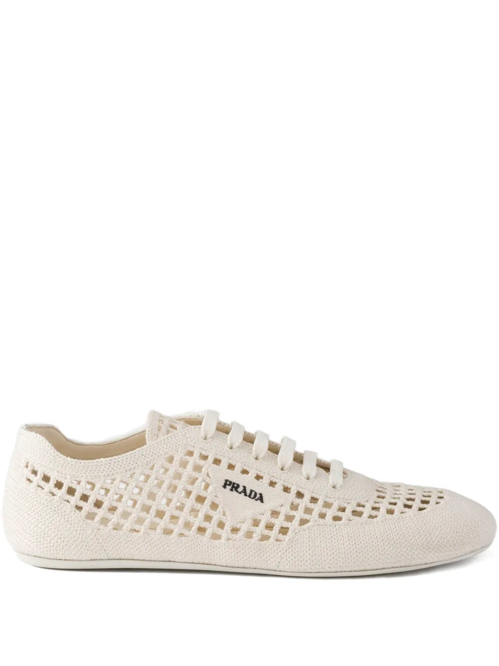Prada Round-Toe Lace-Up — Beige — Size US M 3.5 - US W 5 — Front View