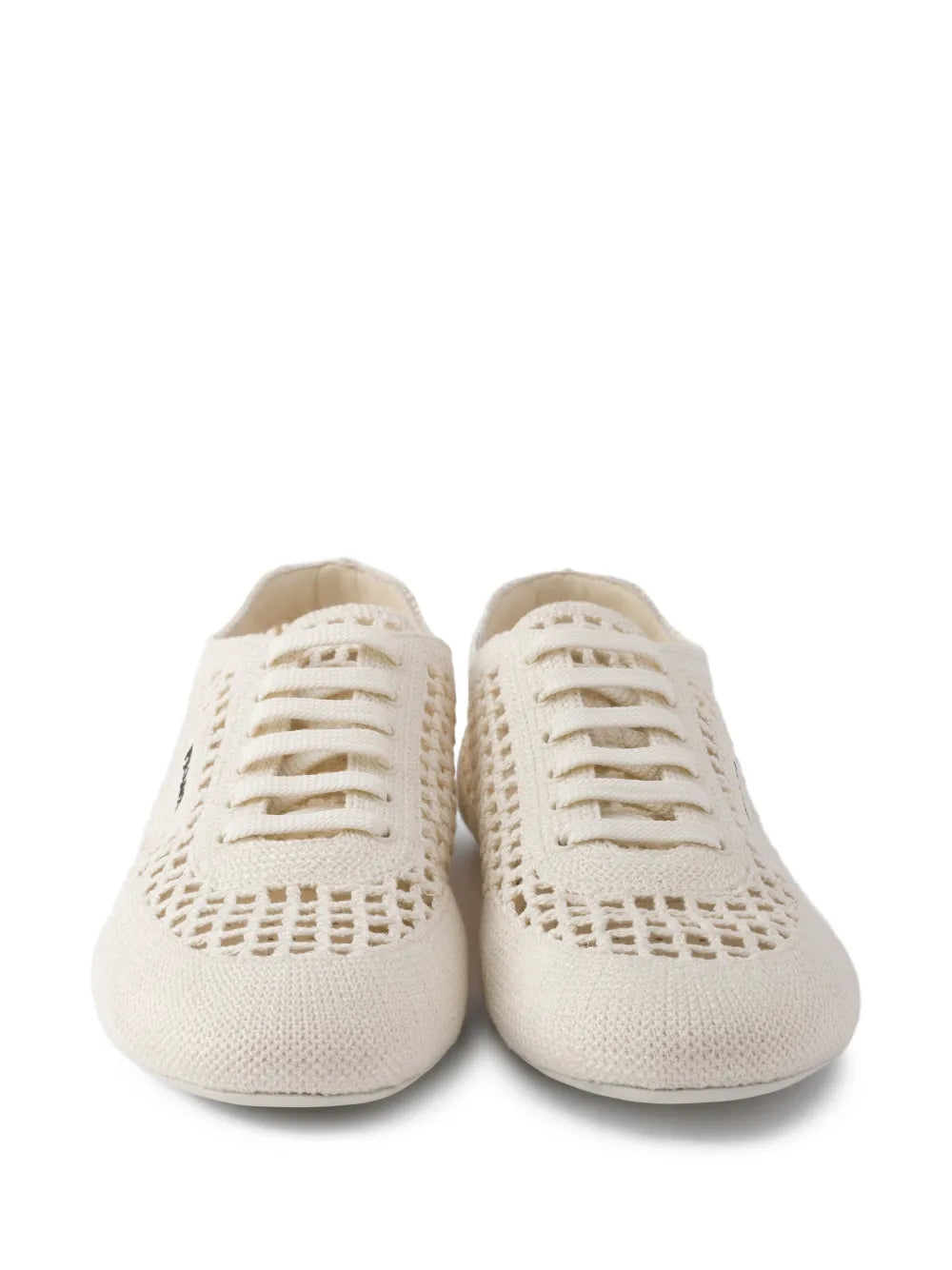 Prada Round-Toe Lace-Up — Beige — Size US M 3.5 - US W 5 — Top View