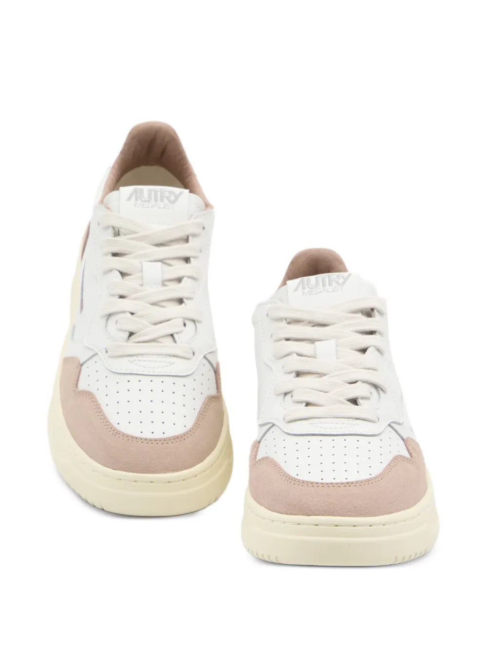 Autry Medalist Suede-Panel Low-Top — White — Size US M 3.5 - US W 5 — Top View