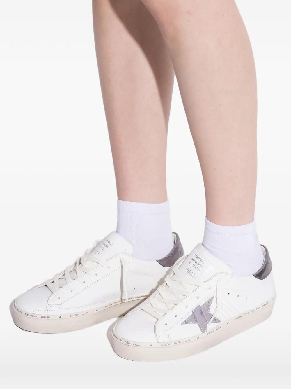Golden Goose Hi Star Leather — White — Size US M 3.5 - US W 5 — Detail View