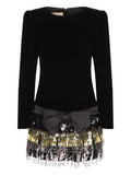 Valentino Garavani Bow Sequin Embellished Dress — Black — Size XS — Front View