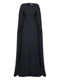 Nissa Lace Cape Maxi Dress — Black — Size XS — Front View