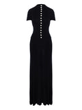 Manuri Mia Pearl Embellished Maxi Dress — Black — Size XS — Front View