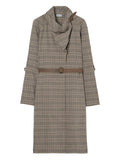 Burberry Scarf Collar Checked Mini Dress — Grey — Size XS — Front View