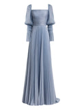 Gemy Maalouf Plisse Effect Gown — Blue — Size XS — Front View