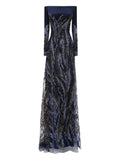 Gemy Maalouf Beaded Gown — Blue/ Navy — Size S — Front View
