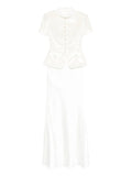 Self Portrait Button Embellishment Maxi Skirt Set Set Of Two — White — Size XS — Front View