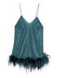 Oseree V Neck Mini Dress — Blue — Size XS — Front View