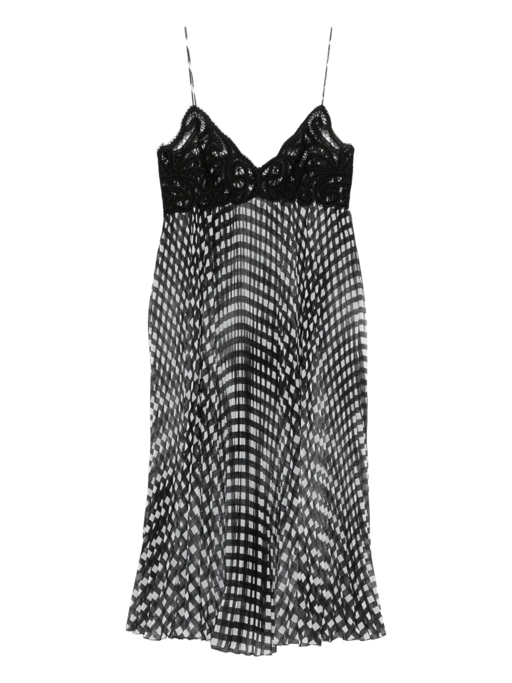 Ermanno Scervino Lace Panel Midi Dress — Black — Size XS — Front View