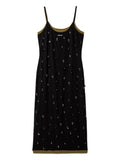 Miu Miu Embroidered Stretch Midi Dress — Black/ Red — Size XS — Front View