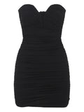 Elisabetta Franchi Ruched Mini Dress — Black — Size S — Front View