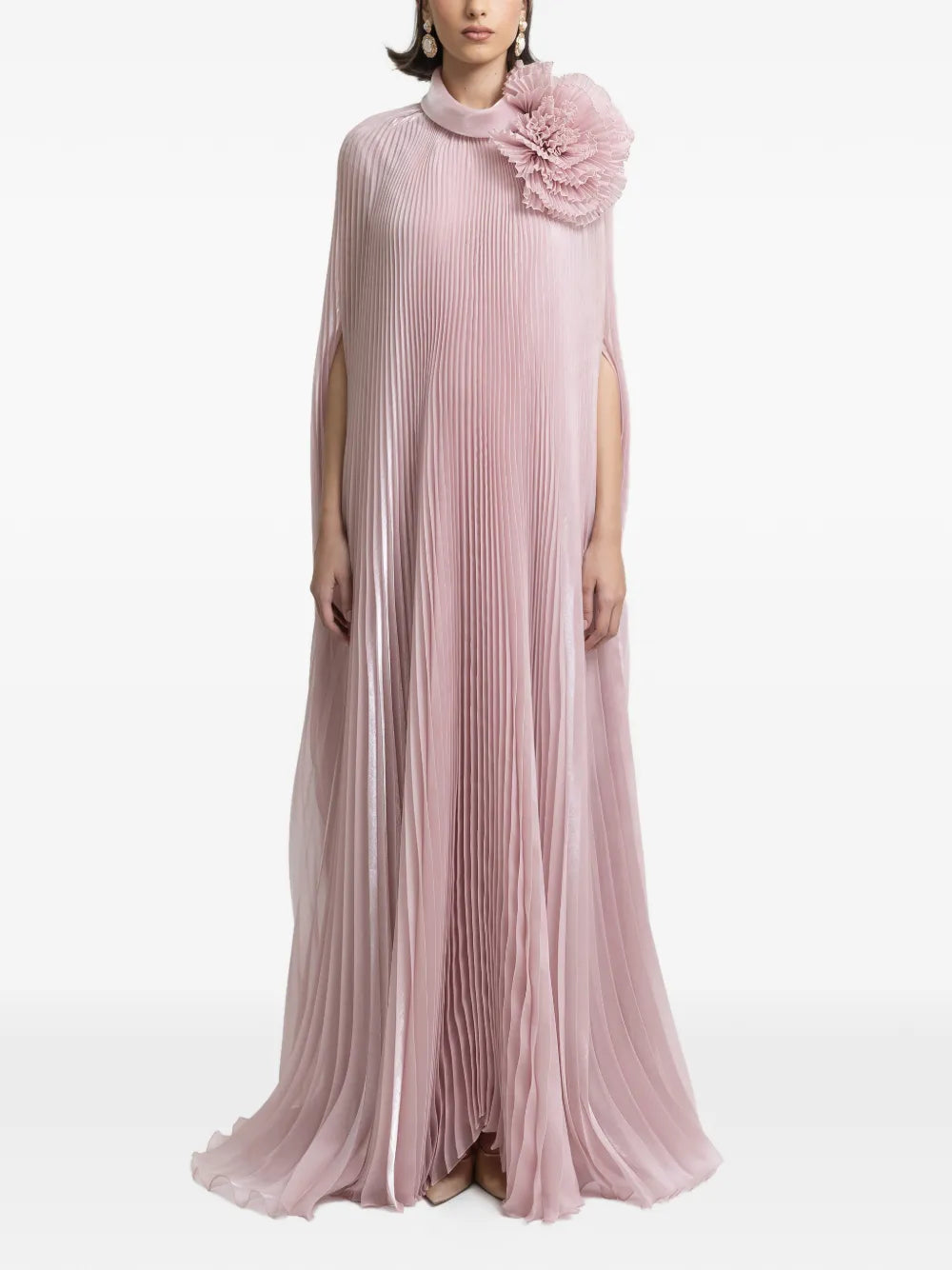 Gemy Maalouf Draped Flower Maxi Dress — Pink — Size XS — Front View