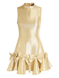 Sister Jane Shimmy High Neck Mini Dress — Gold — Size XS — Front View