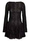 Free People Ruffled Lace Mini Dress — Black/ Red — Size XS — Front View