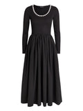 Sister Jane Beaded Long Sleeved Midi Dress — Black/ Red — Size XS — Front View