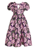Sister Jane Floraison Jacquard Midi Dress — Purple — Size XS — Front View