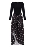 Sleeper Aurora Polka Dot Maxi Dress — Black — Size XS — Front View