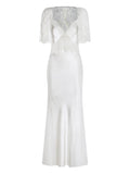 Self Portrait Buttoned Maxi Dress — White — Size XS — Front View