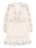 Zimmermann Patience Floral Print Lace Mini Dress — Cream — Size XS — Front View
