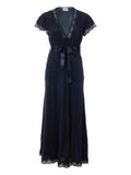 Rixo Marlice Lace V Neck Midi Dress — Black — Size XS — Front View