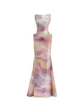 Gemy Maalouf Patterned Maxi Dress — Red/ Pink — Size XS — Front View