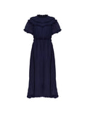 Ulla Johnson Ayan Ruffled Fringed Dress — Blue — Size S — Front View