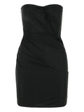 Blumarine Strapless Draped Mini Dress — Black — Size XS — Front View