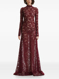 2310 Studio Long Sleeves Lace Maxi Dress — Red — Size XS — Front View