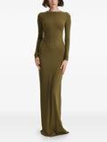 2310 Studio Long Sleeves Corset Maxi Dress — Green — Size XS — Front View