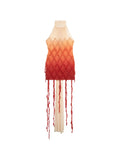 Blumarine Rhombus Embellished Dress — Orange — Size S — Front View
