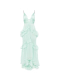 Maria Lucia Hohan Ruffled Maxi Dress — Green — Size S — Front View