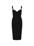 Elisabetta Franchi Sweetheart Neck Midi Dress — Black/ Red — Size XS — Front View