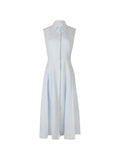Gabriela Hearst Pleated Shirt Dress — Blue — Size XS — Front View