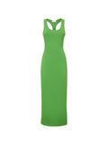 Michael Kors Wide Straps Maxi Dress — Green — Size XS — Front View