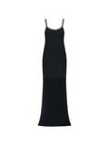 Tom Ford Crystal Asymmetrical Trawl Dress — Black — Size M — Front View