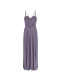 Elisabetta Franchi Pleated Maxi Dress — Purple — Size XS — Front View